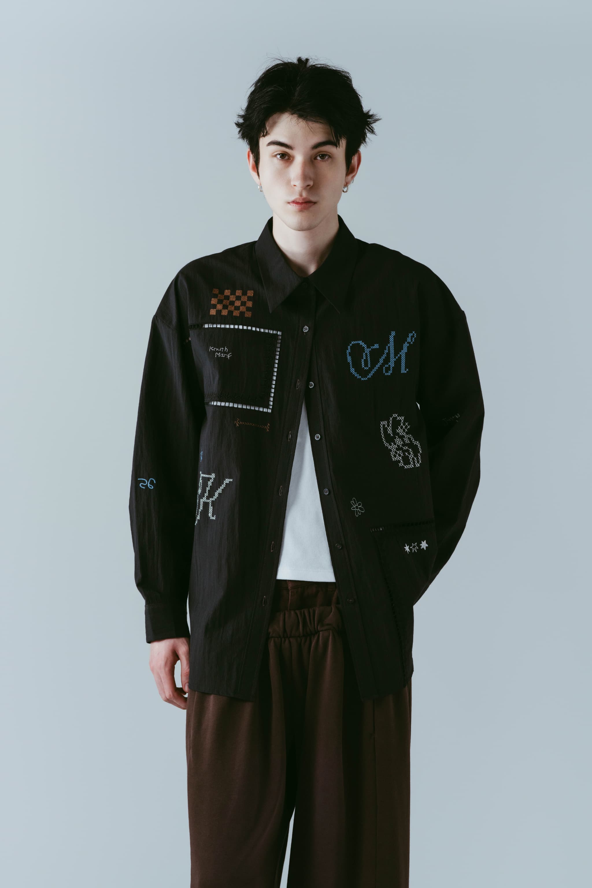 embroidered shirt(unisex)/black | KNUTH MARF