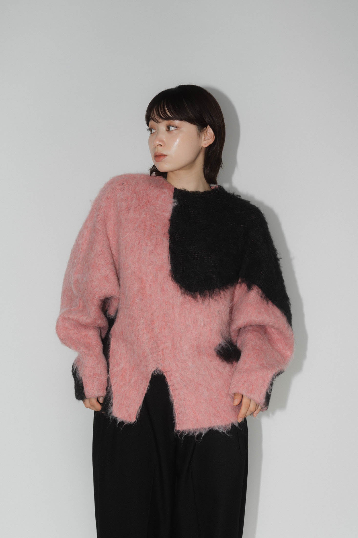 accent knit pullover(unisex)/pinkblack | KNUTH MARF