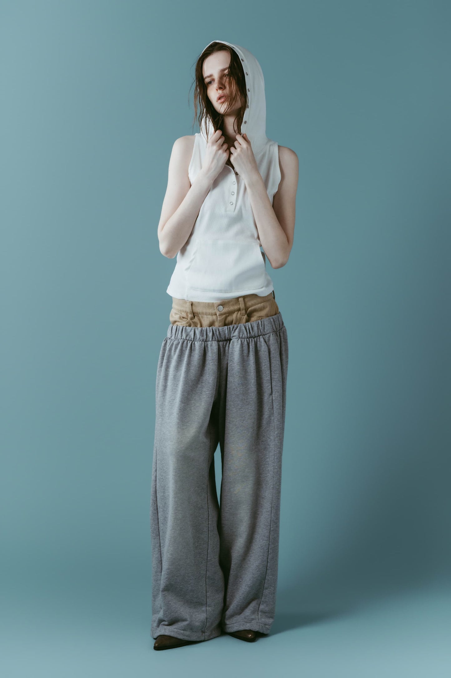 double-layer sweatpants(unisex)/gray
