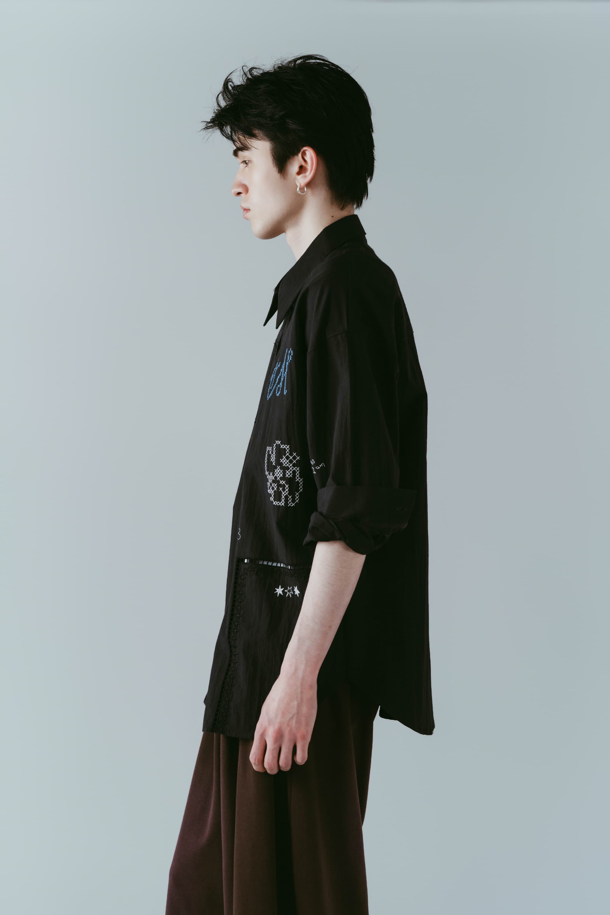 embroidered shirt(unisex)/black | KNUTH MARF