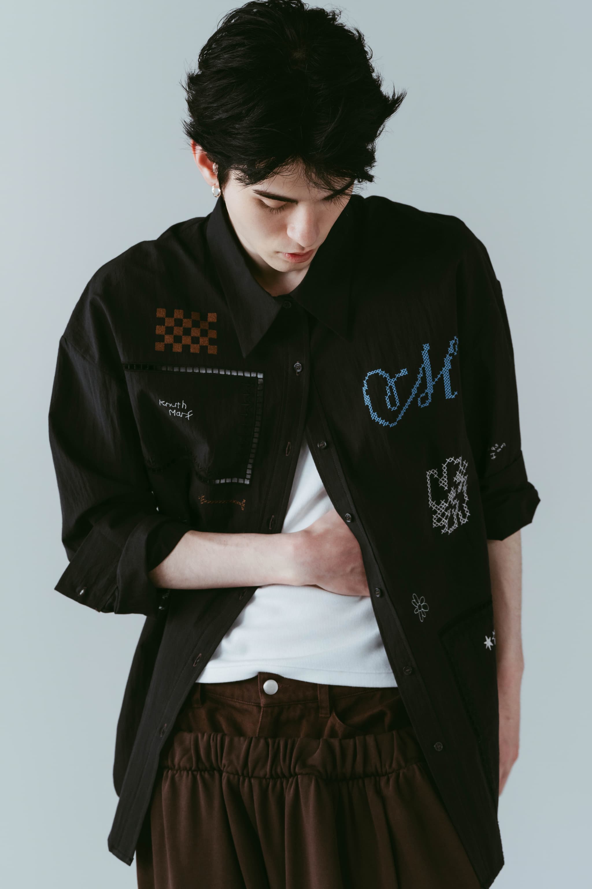 embroidered shirt(unisex)/black | KNUTH MARF