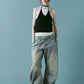studded draped denim pants(unisex)/blue(studded)