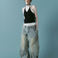 knit halter bustier/navy