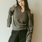 slim hooded knit/gray