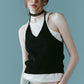 knit halter bustier/navy
