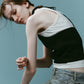knit halter bustier/navy