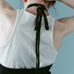 knit halter bustier/navy
