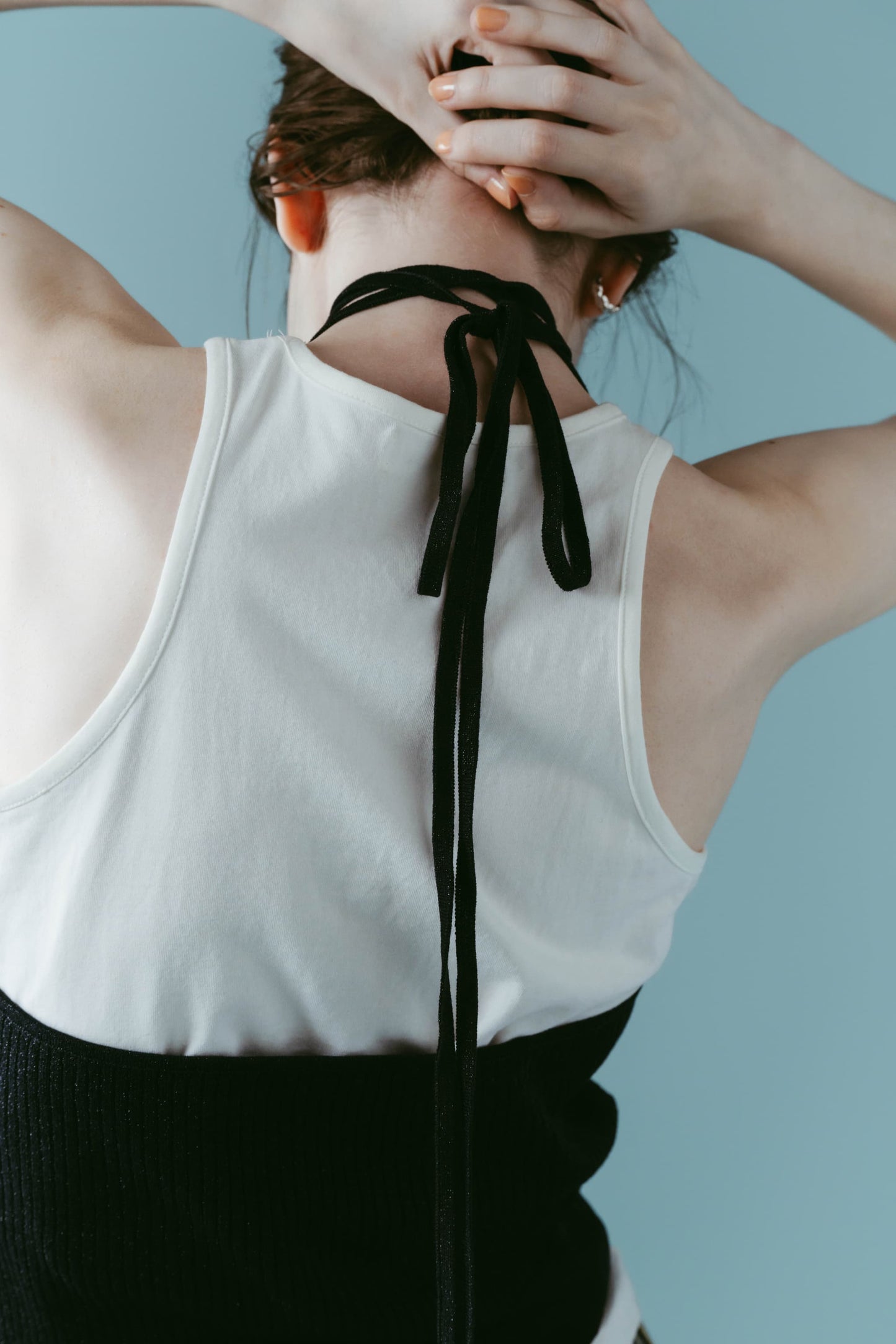 knit halter bustier/navy