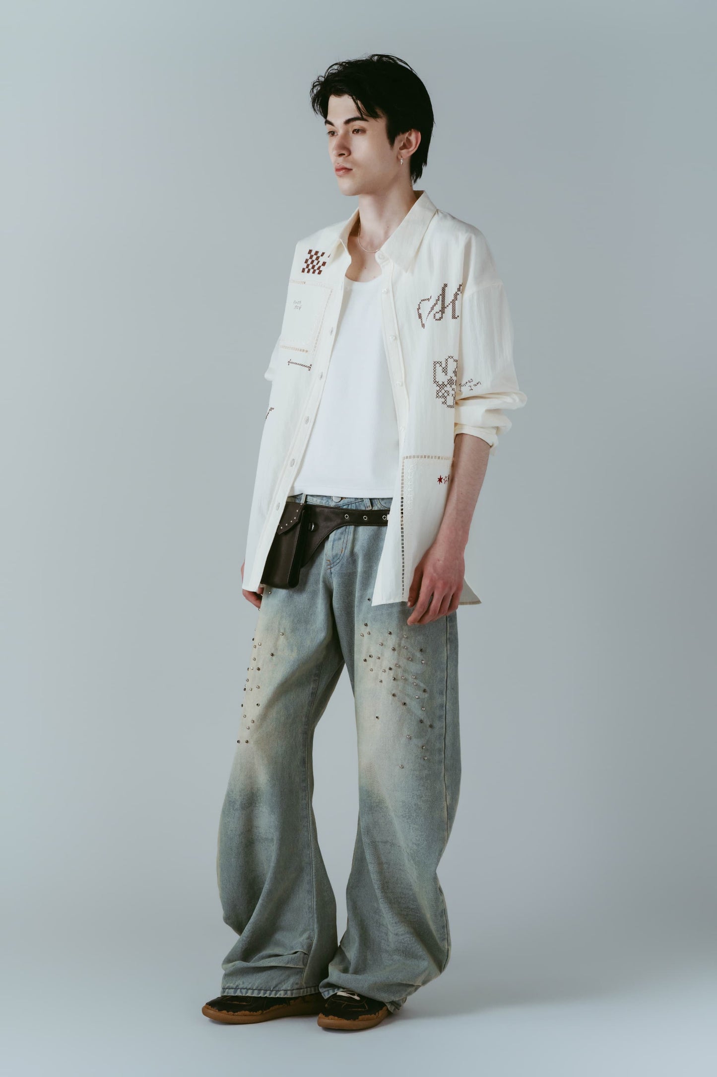 embroidered shirt(unisex)/ivory