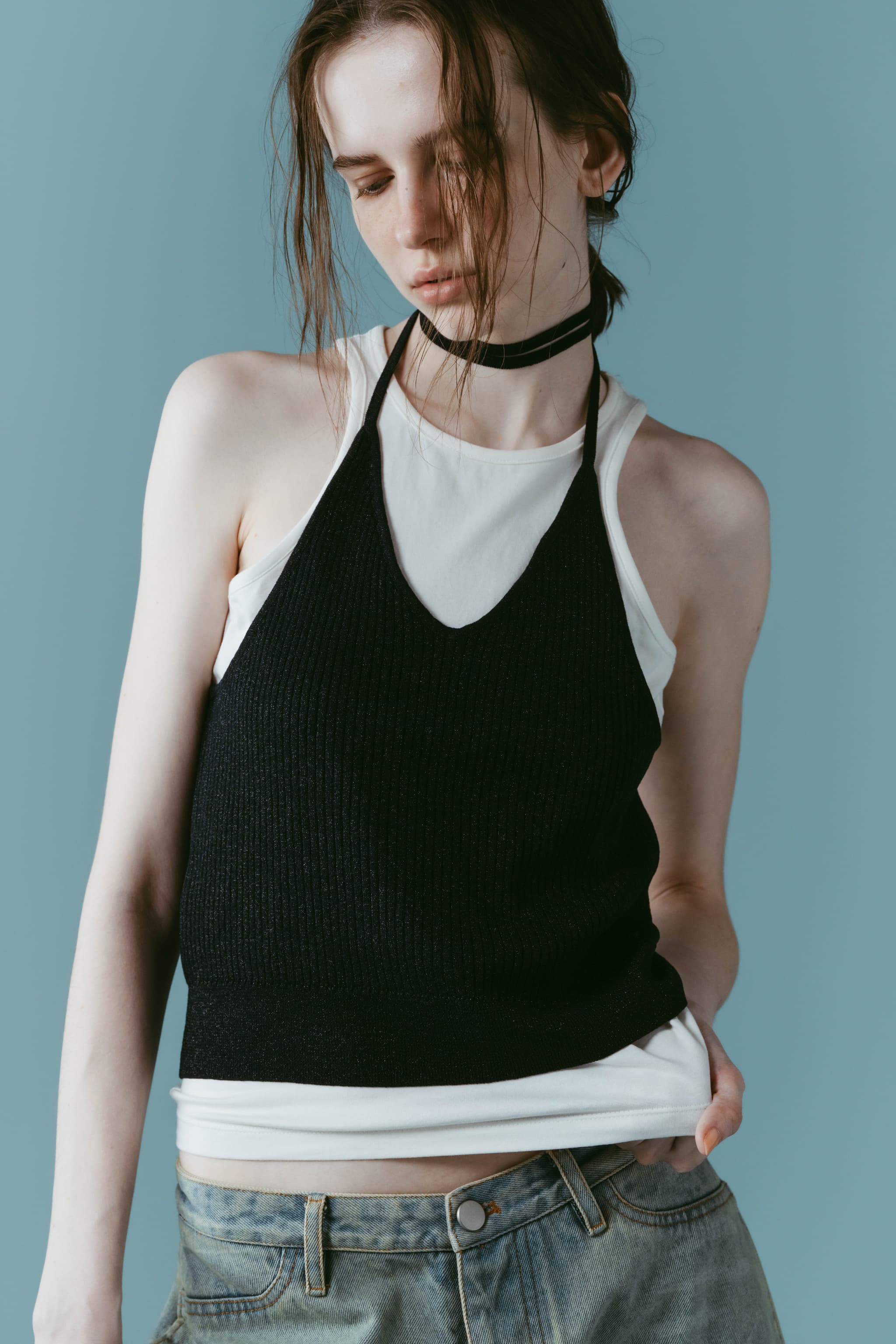 knit halter bustier/navy | KNUTH MARF