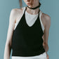 knit halter bustier/navy