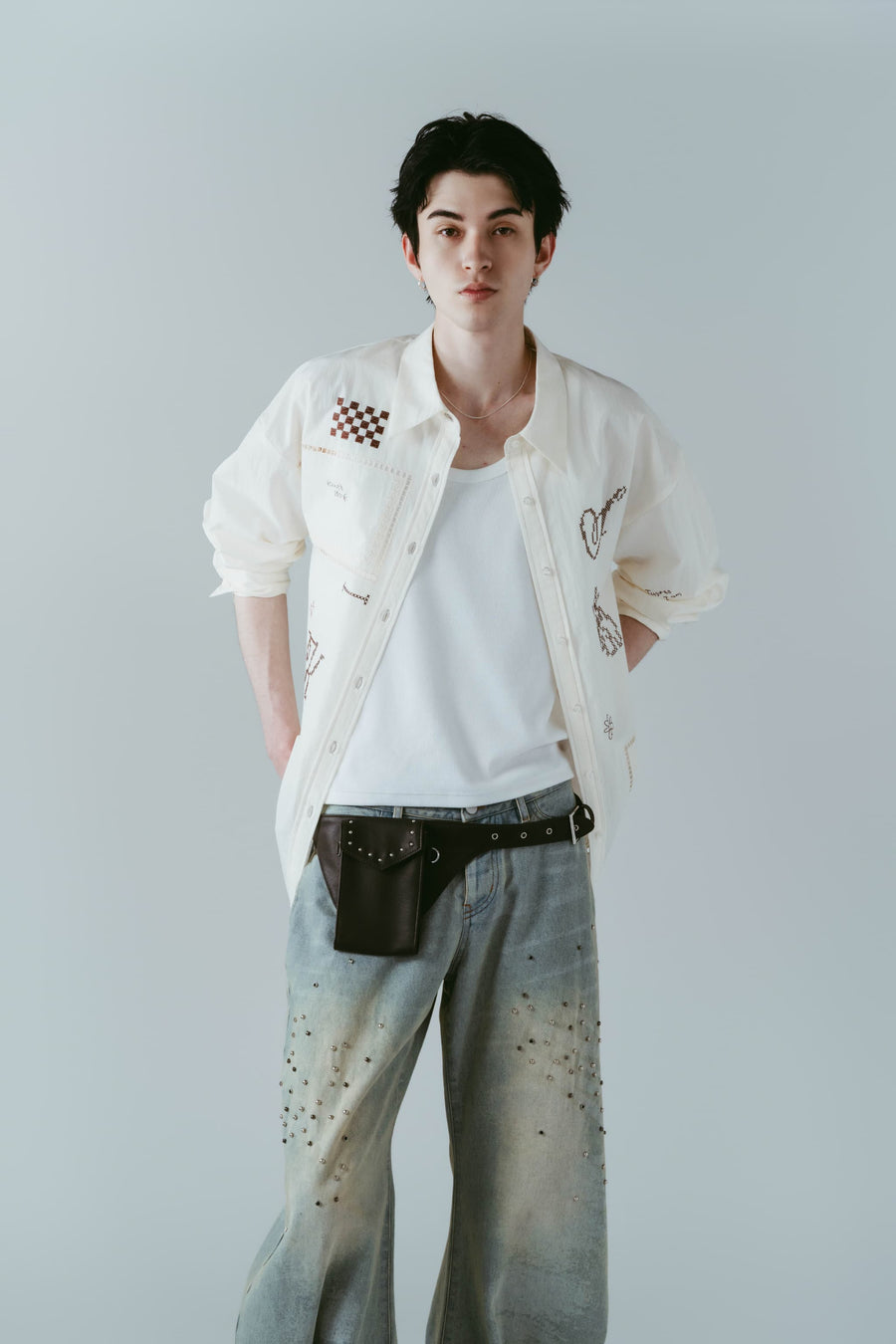 embroidered shirt(unisex)/ivory