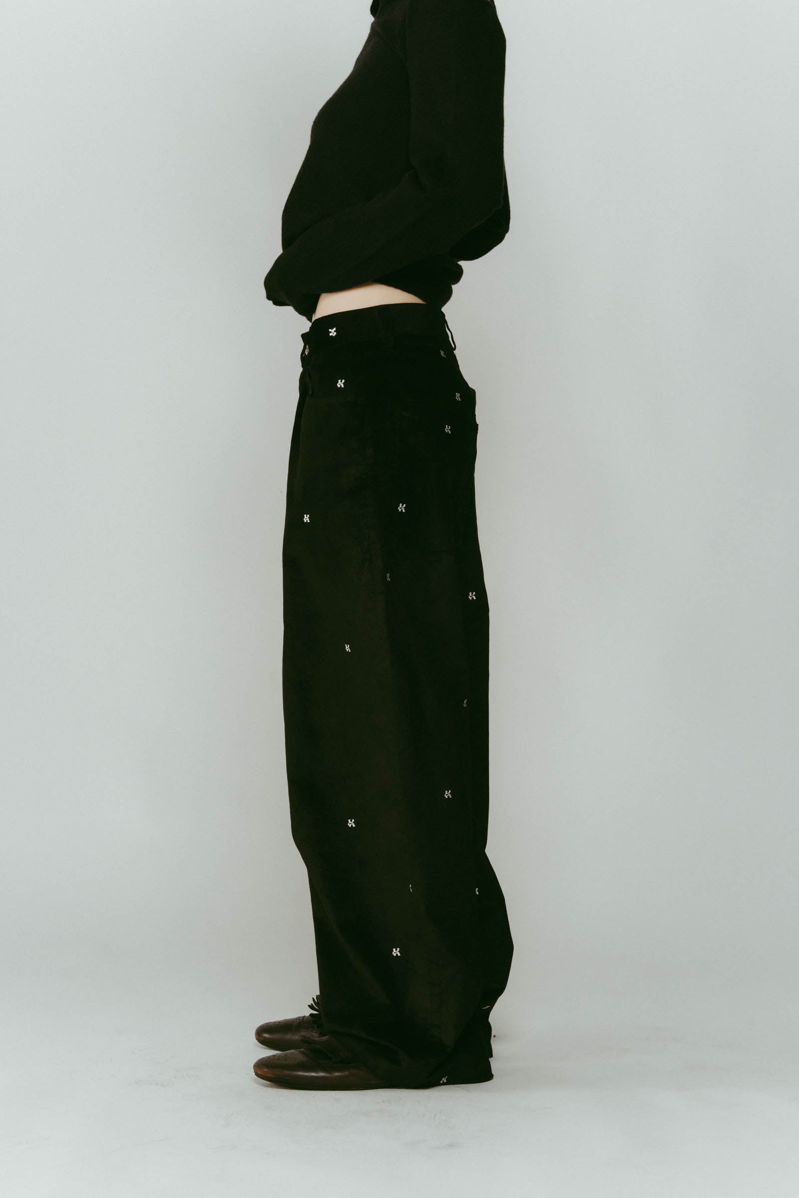 K motif velveteen pants(unisex)/black | KNUTH MARF