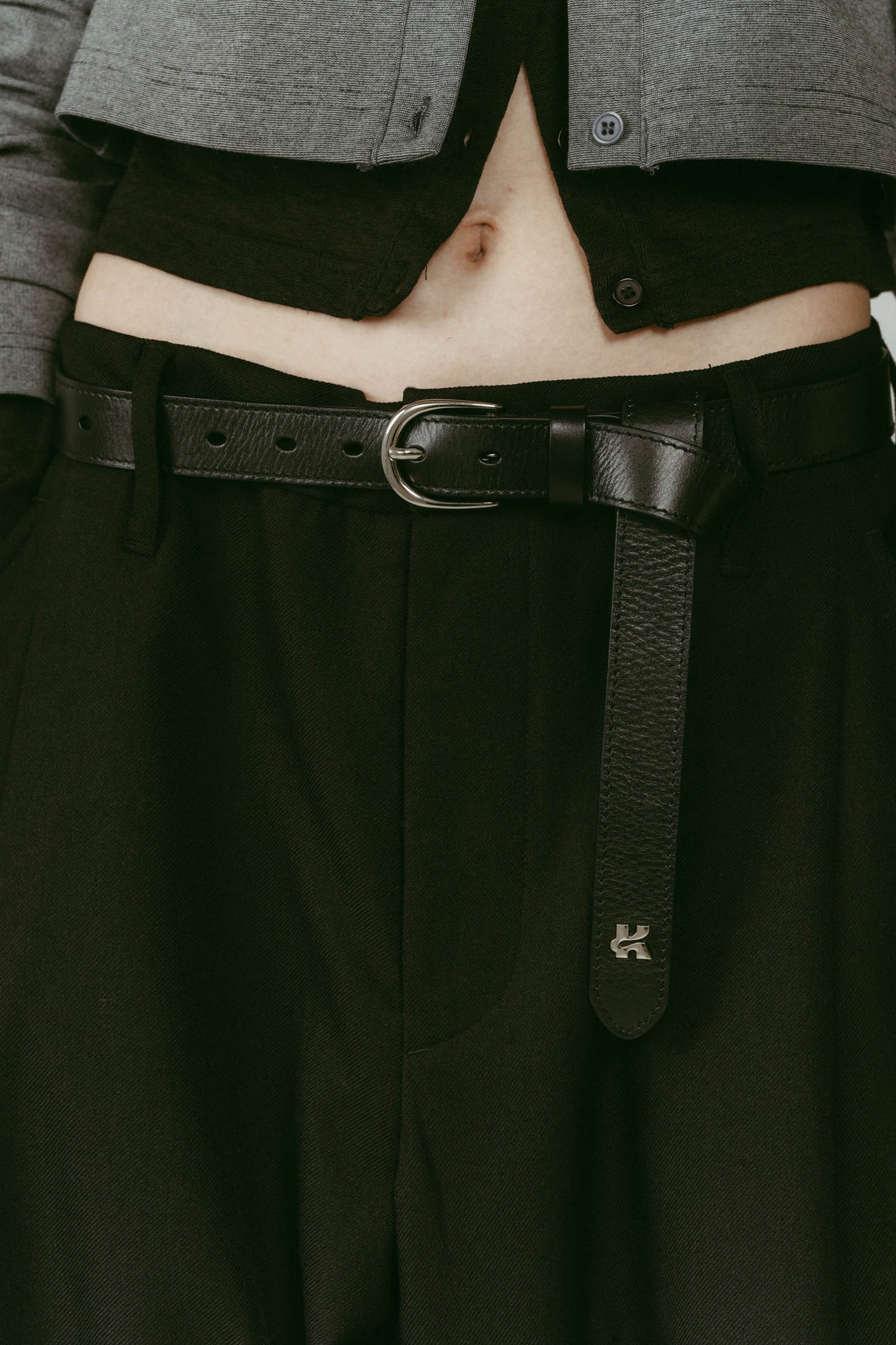 Kmotif leather belt/2color