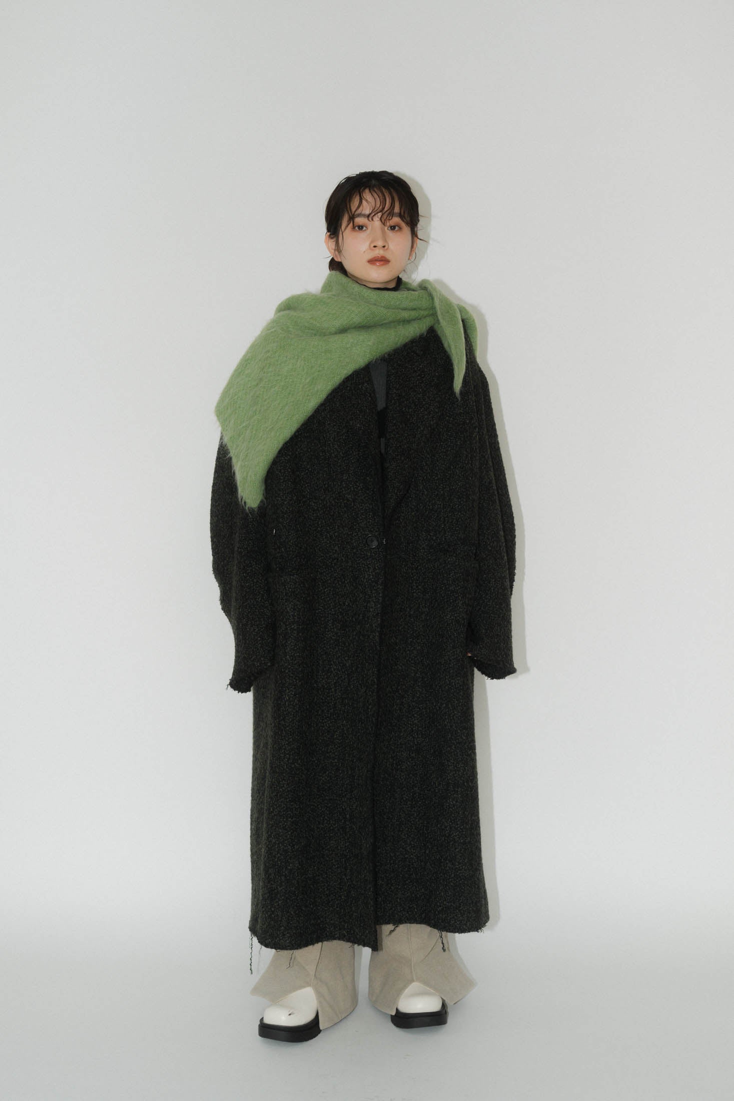 raw edge chester long coat(unisex)/green | KNUTH MARF