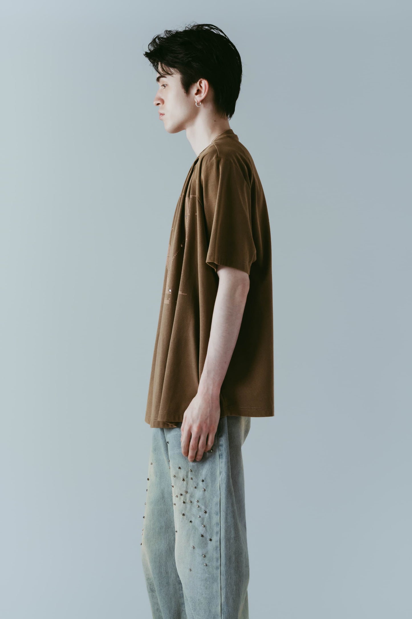 tuck detail oversized tee(unisex)/brown