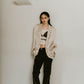 embroidered satin jacket/ivory