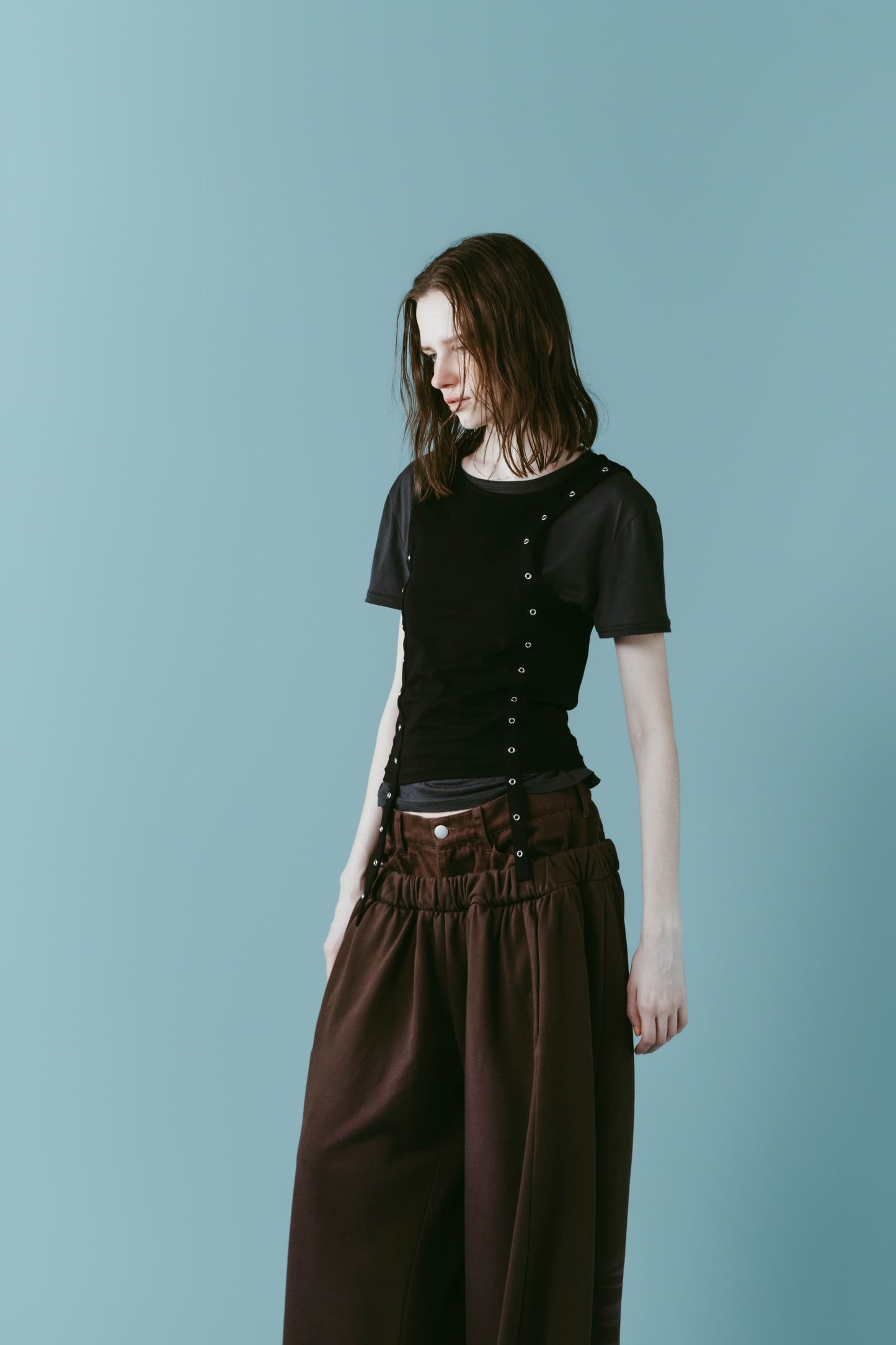 2piece layered tank tee/black