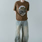 rhinestone graphic tee(unisex)/beige