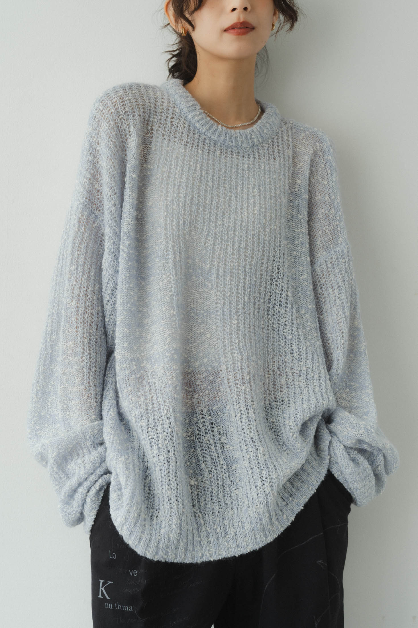 jaguard sheer knit(unisex)/lightblue