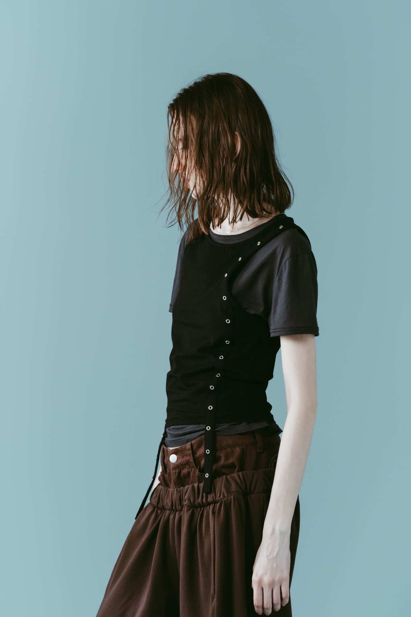 2piece layered tank tee/black