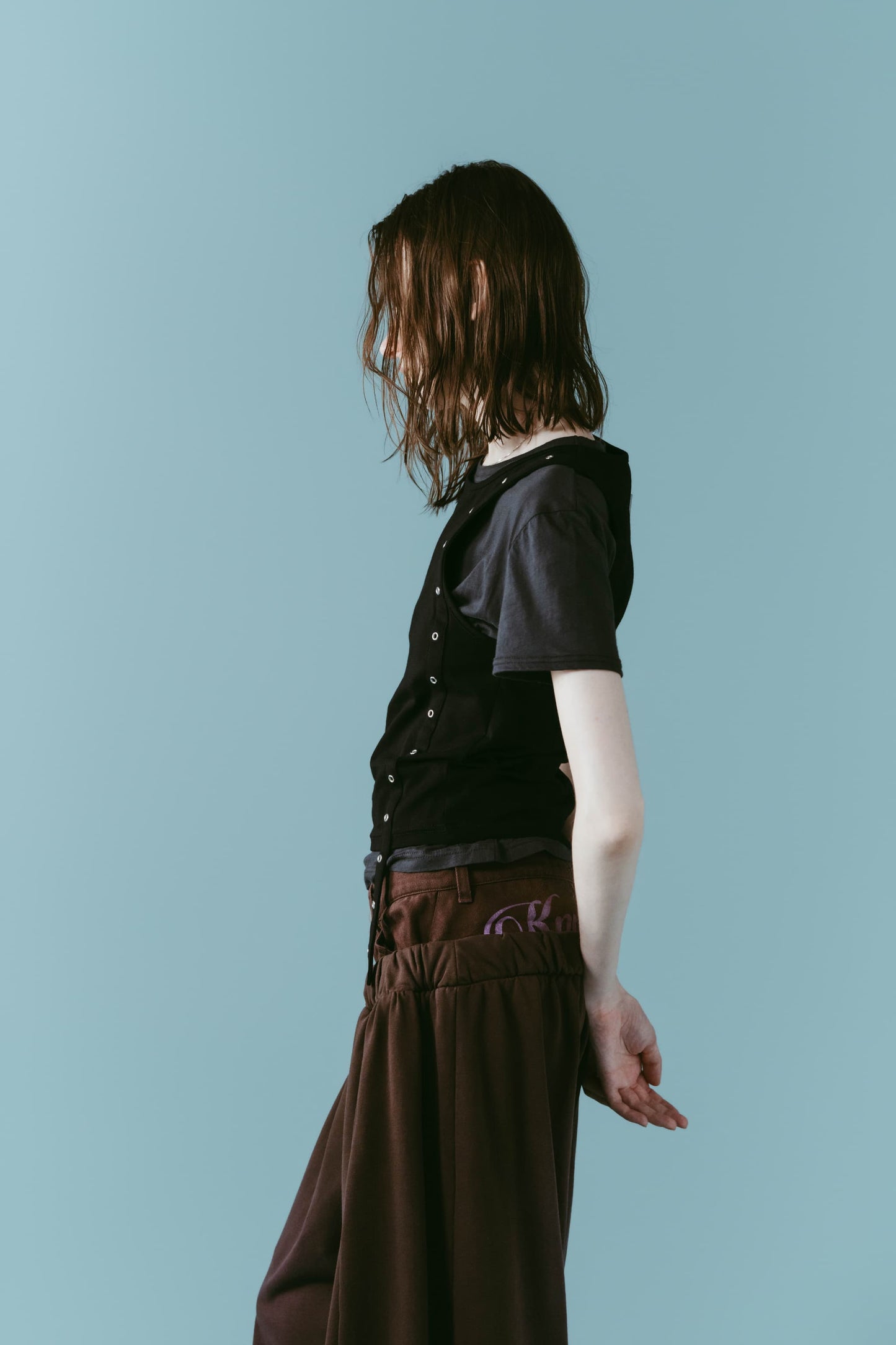 2piece layered tank tee/black