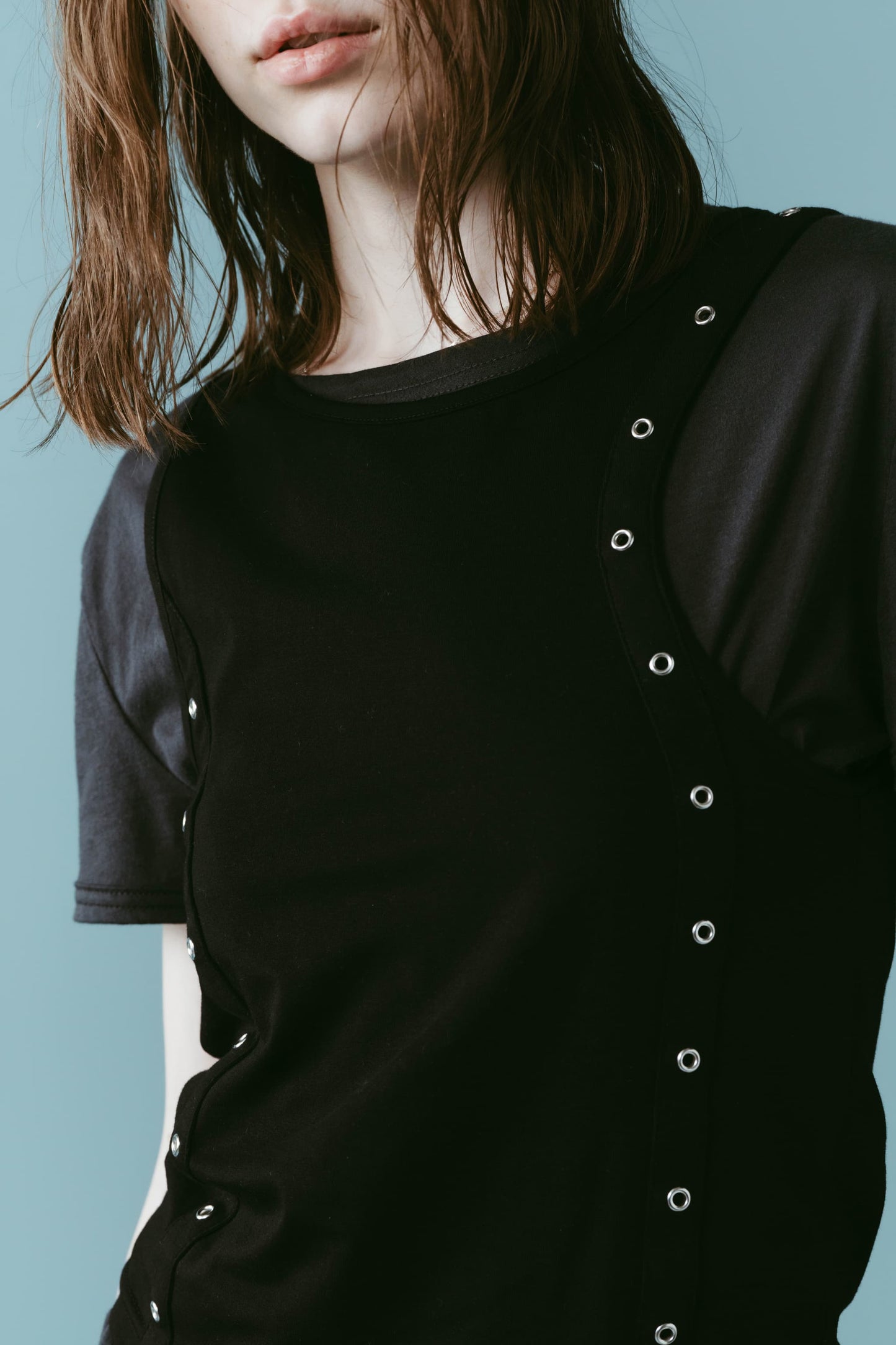 2piece layered tank tee/black