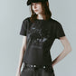studded compact tee/charcoal