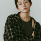 hooded over shirts(unisex)/checkblack
