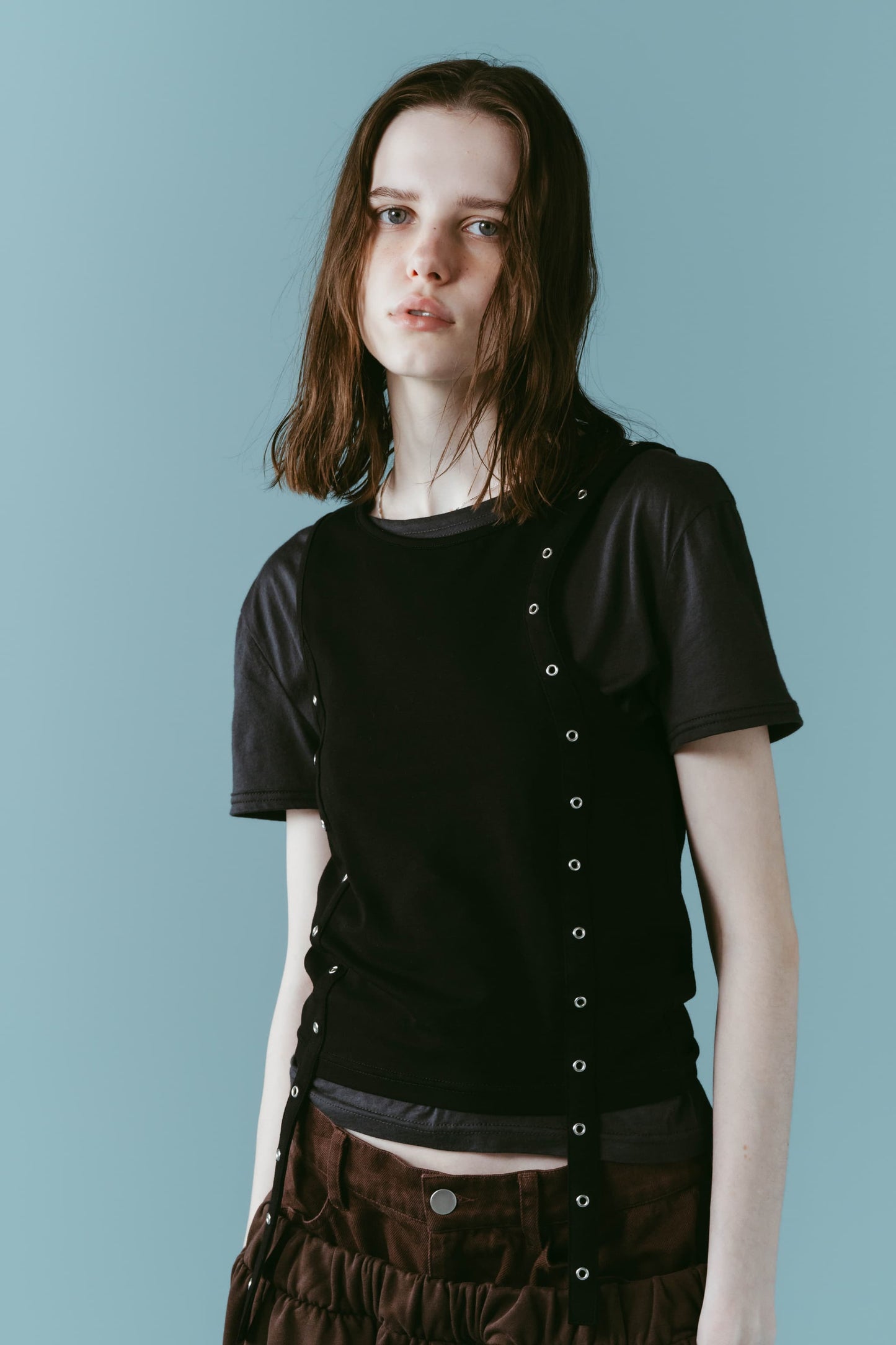 2piece layered tank tee/black