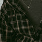 hooded over shirts(unisex)/checkblack