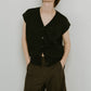 Vneck logo knit vest/2color
