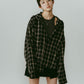 hooded over shirts(unisex)/checkblack