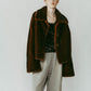 point collar fur coat/brown