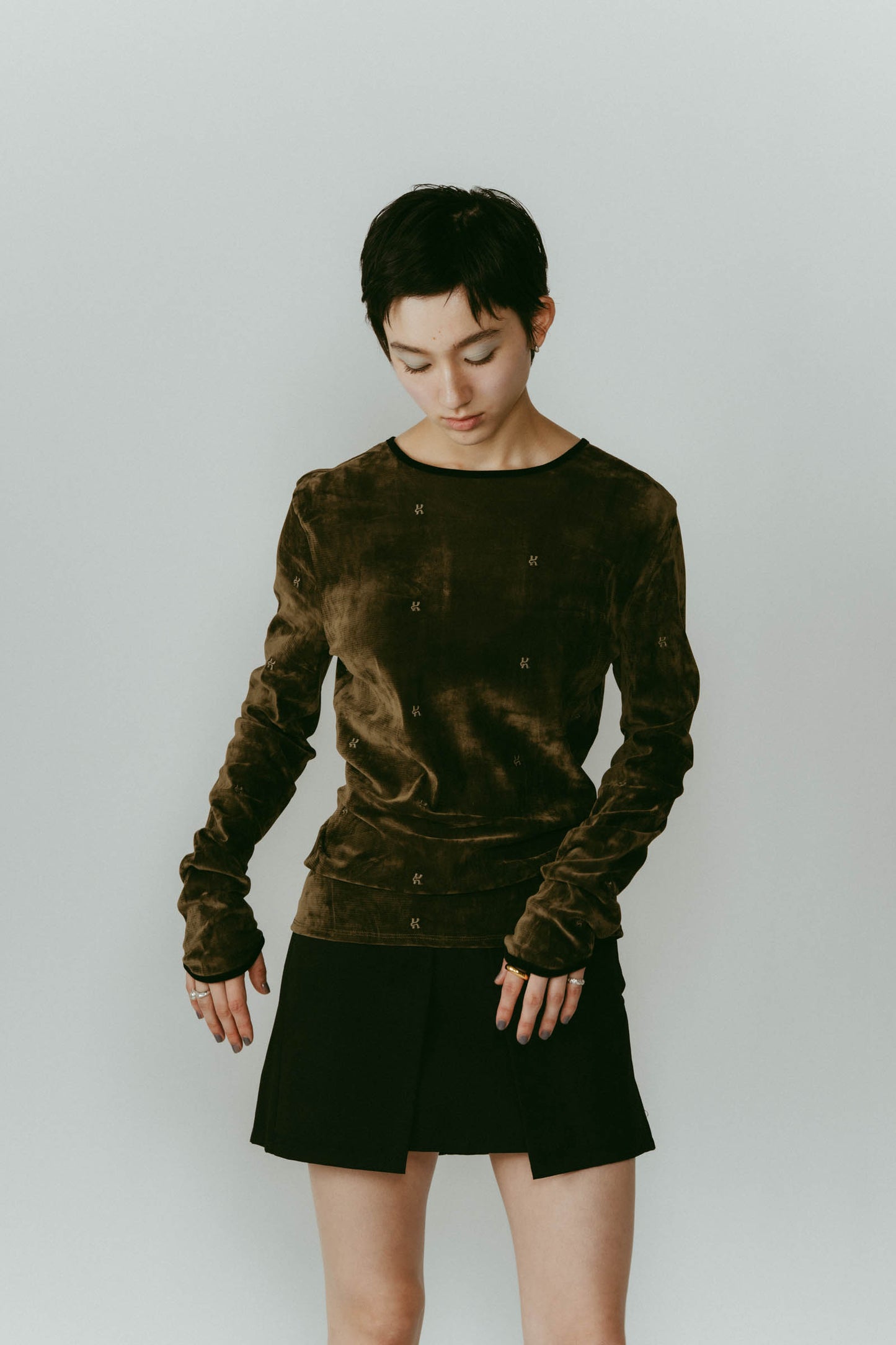 2way sheer velours tops/4color