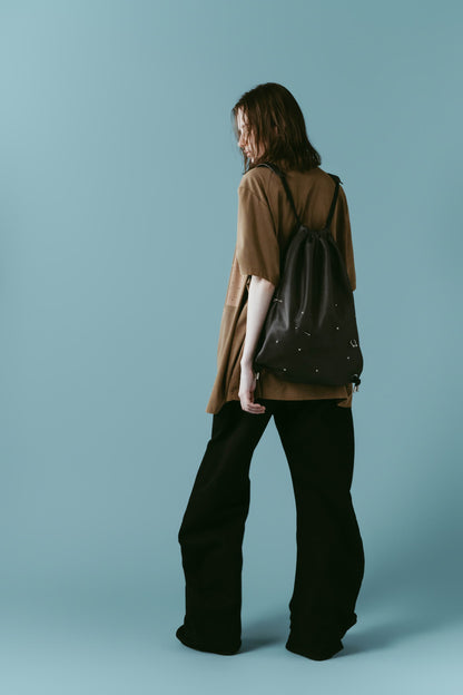 leather drawstring bag/2color