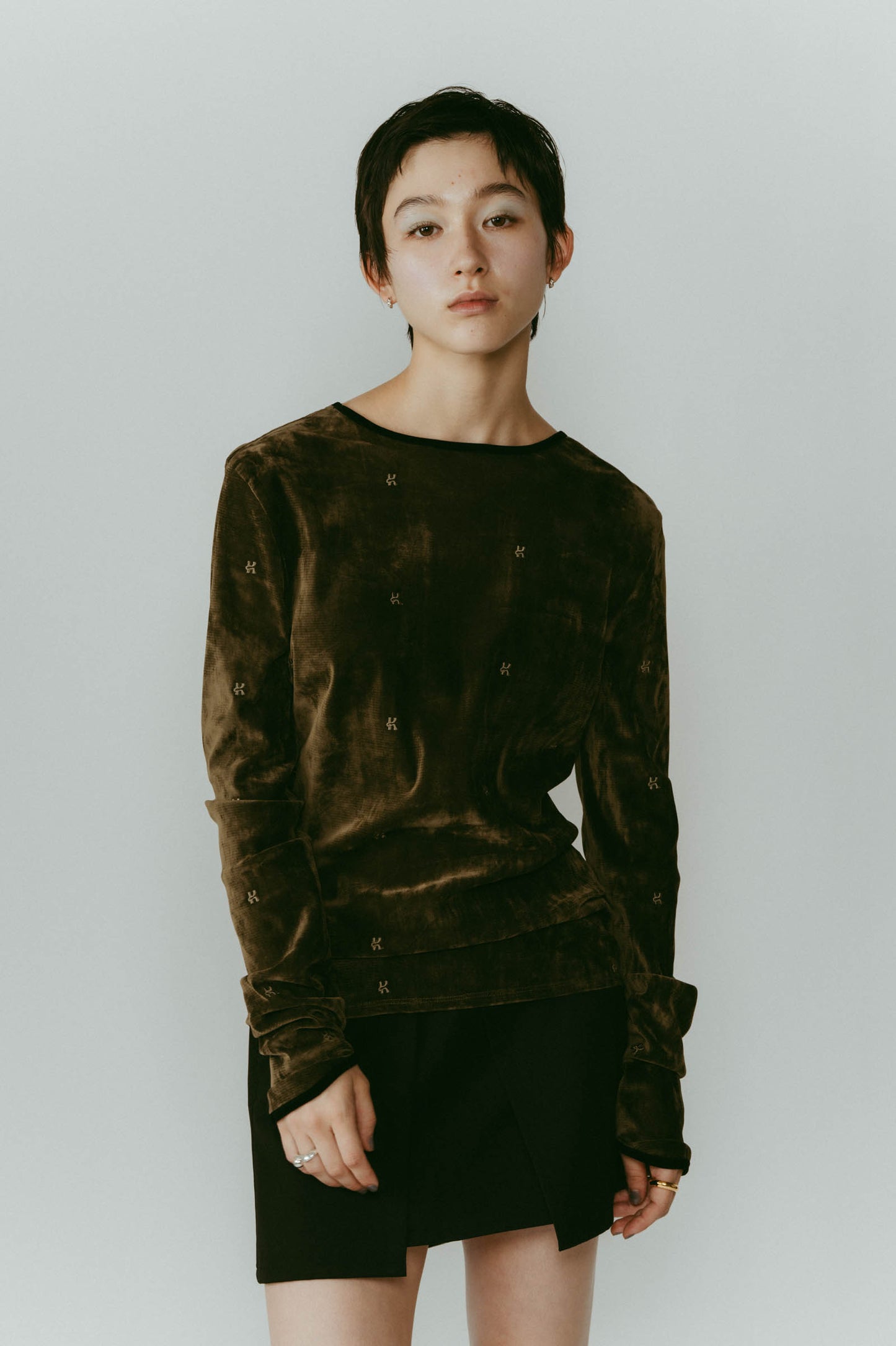 2way sheer velours tops/4color