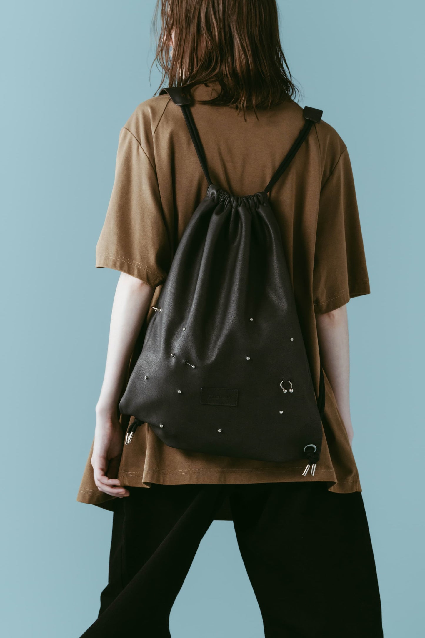leather drawstring bag/2color