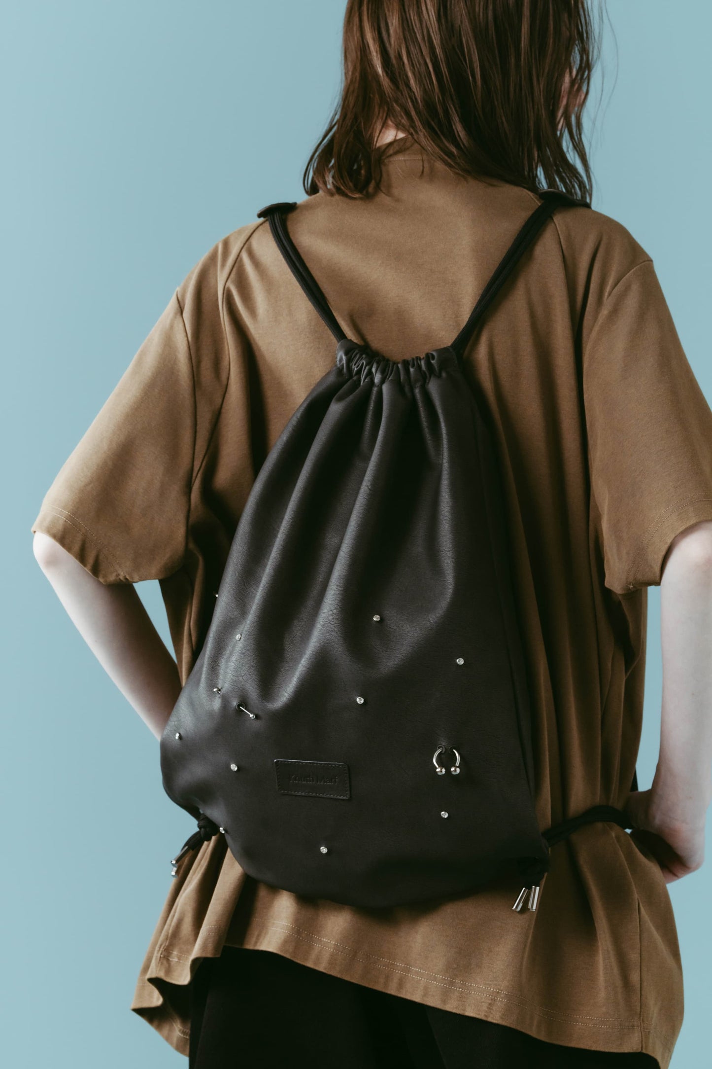 leather drawstring bag/2color