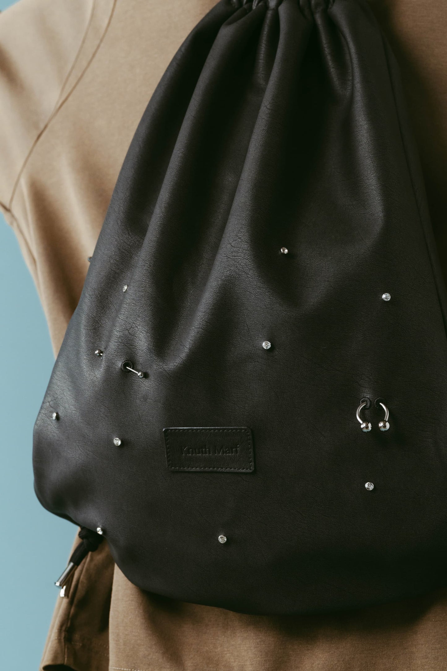 leather drawstring bag/2color