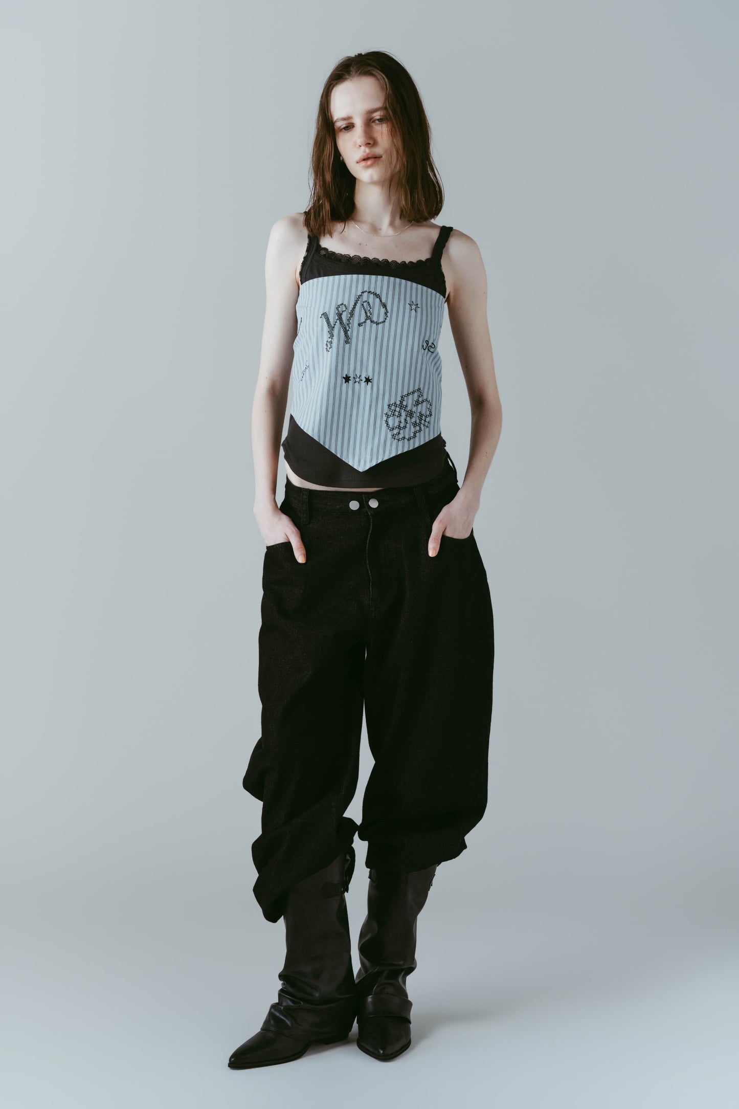 embroidered scarf/3color