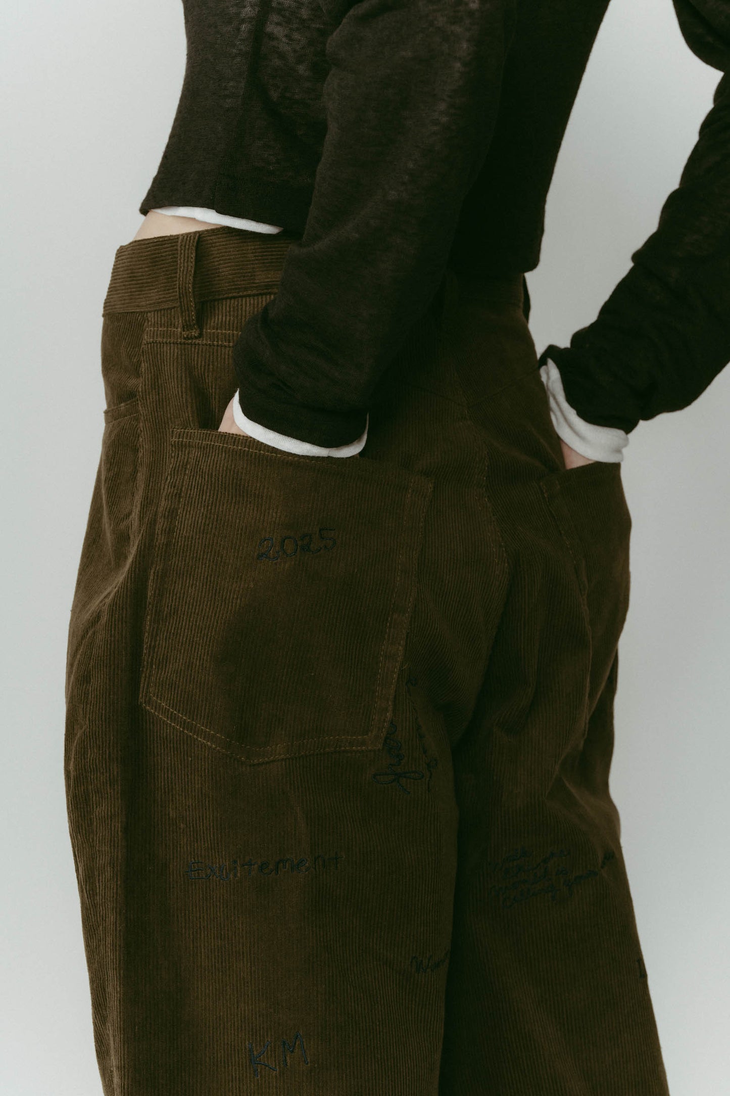 embroidered corduroy pants(unisex)/3color