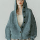 hooded cardigan knit/blue