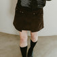 2piece zip flare pants/brown