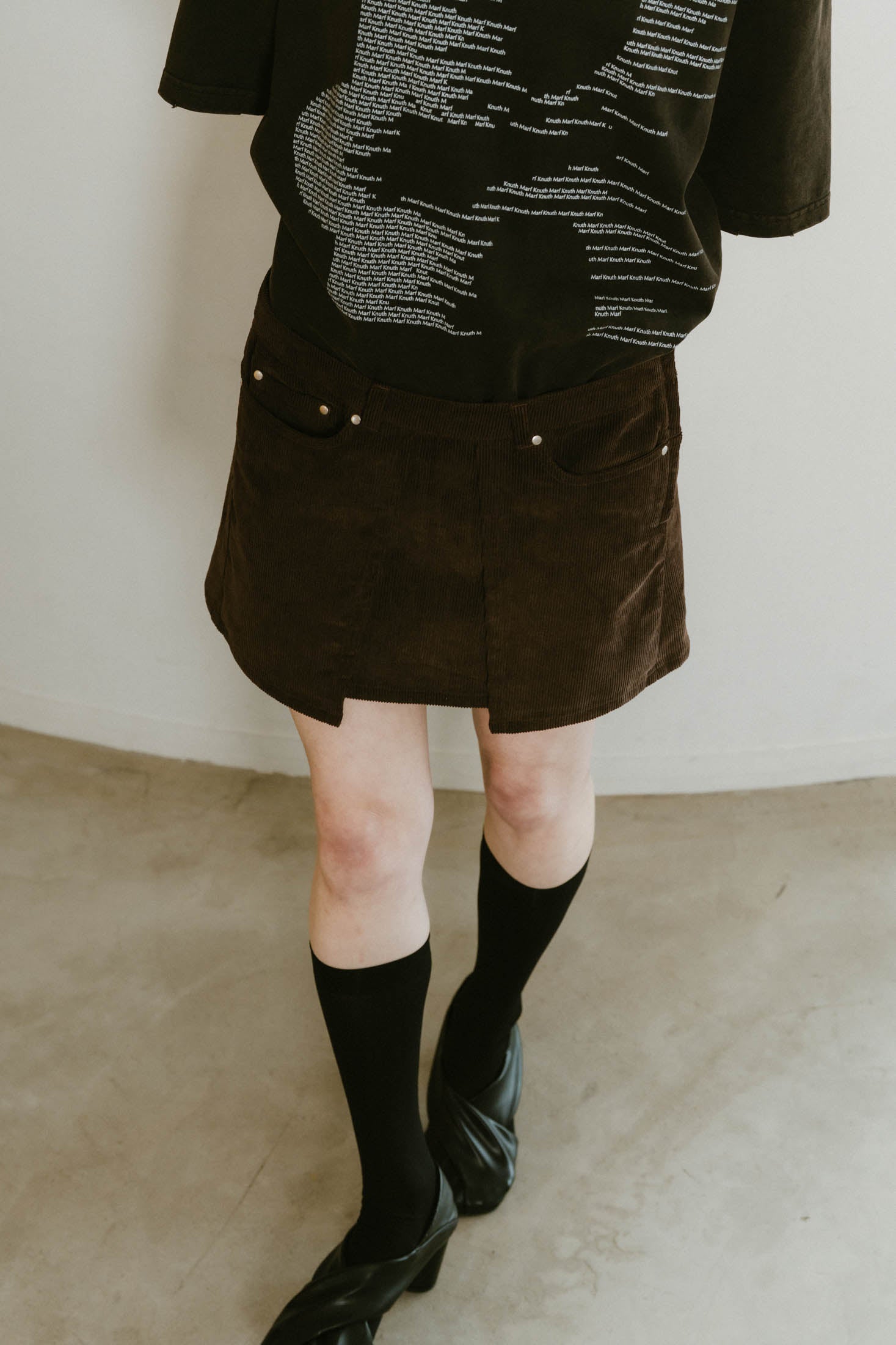2piece zip flare pants/brown