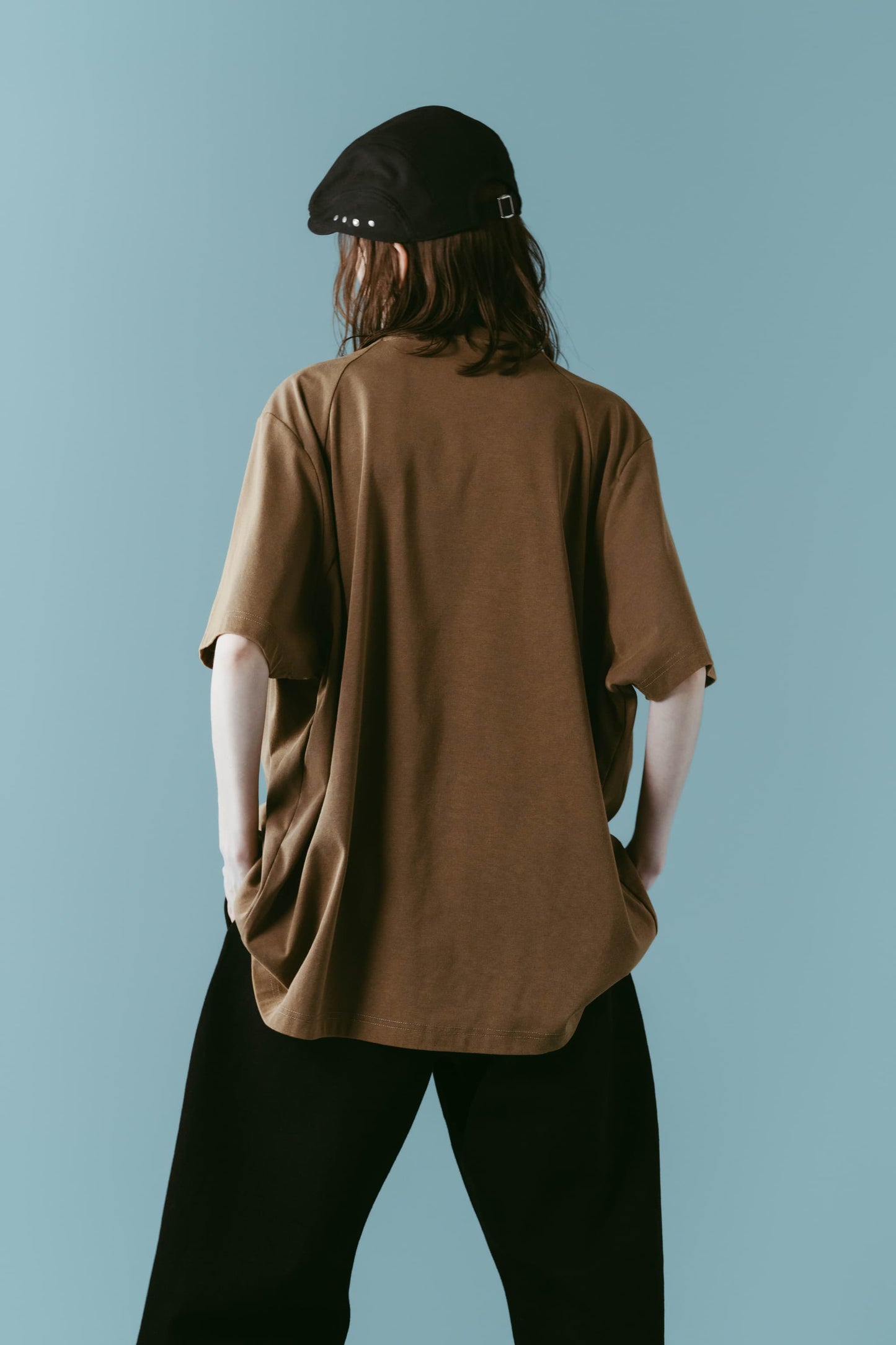 tuck detail oversized tee(unisex)/brown