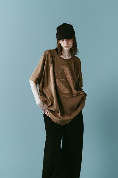 tuck detail oversized tee(unisex)/brown