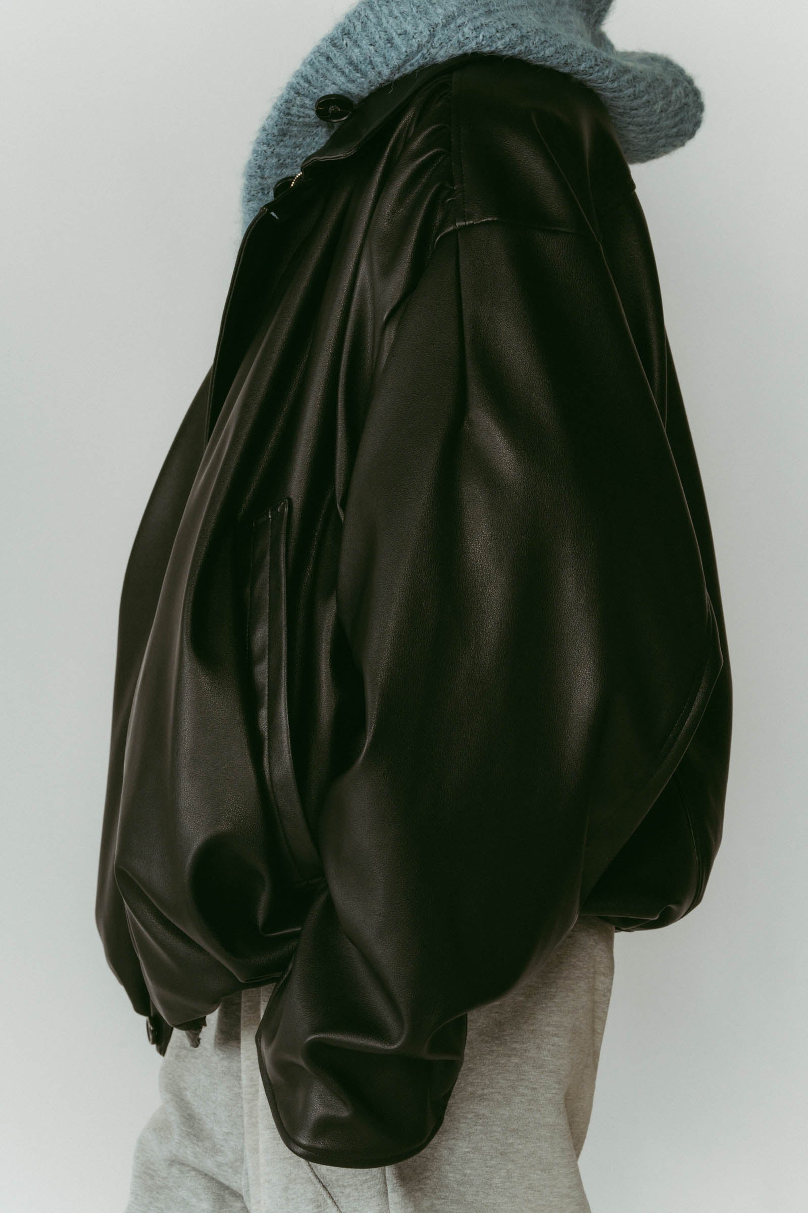 voluminous leather jacket(unisex)/black | KNUTH MARF