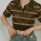logo stripe polo knit/2color