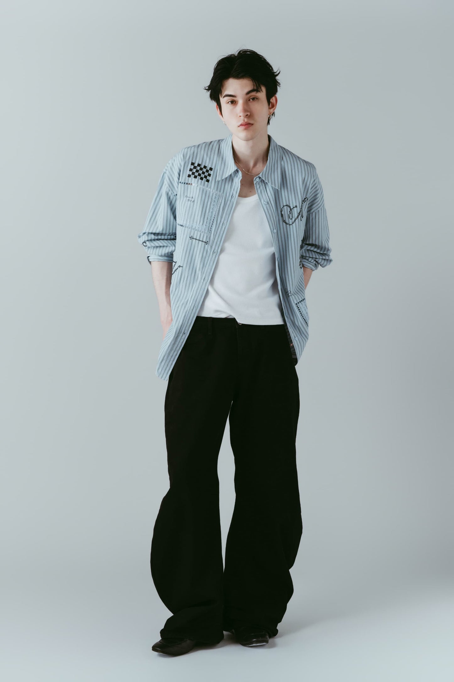 embroidered shirt(unisex)/stripe